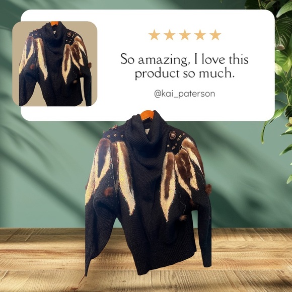 Vintage Christine Knit Wool Angora Leather Blend Sweater Sz M Women RARE - Picture 1 of 11